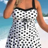 Mid Waisted White Plus Size Polka Dot Tankini Set -Rosewe Promotion Store 329365 P 1679907158403