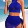 High Waisted Surplice Royal Blue Bikini Sets -Rosewe Promotion Store 329381 P 1678865376245