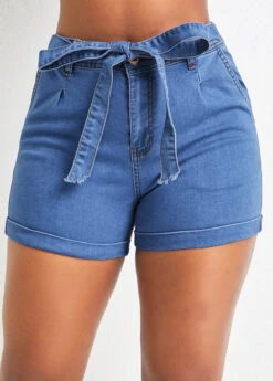 Skinny Zipper Fly Pocket Denim Shorts -Rosewe Promotion Store 329389 P 16801776245500