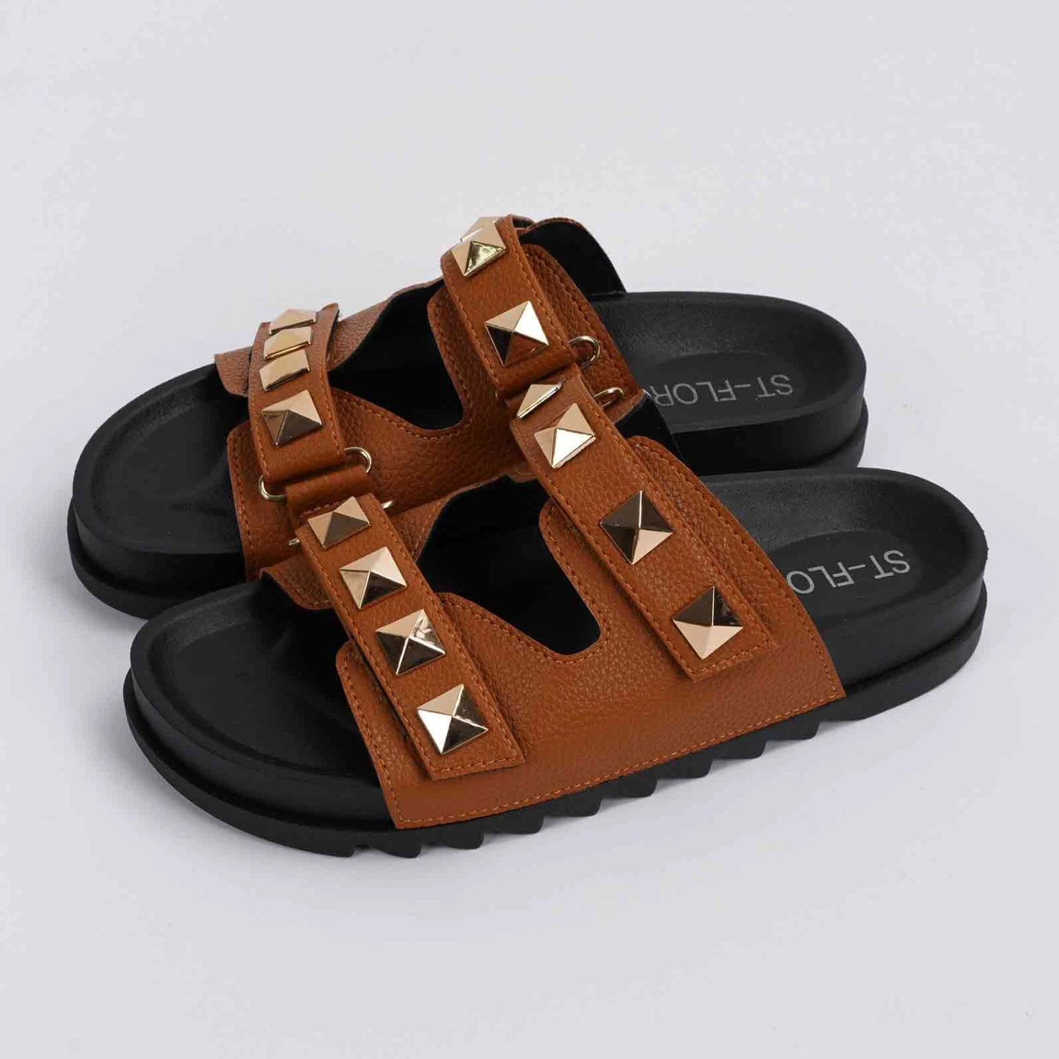 Open Toe Dark Camel Falt Slippers 4 Open Toe Dark Camel Falt Slippers - Image 2