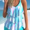 Mid Waisted Ombre Layered Cyan Tankini Set -Rosewe Promotion Store 329472 P 1679903172409