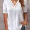 Plus Size White Lace Short Sleeve T Shirt -Rosewe Promotion Store 329555 P 1679207931455