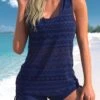 Mid Waisted Navy Plus Size Three-piece Tankini Set 2 Mid Waisted Navy Plus Size Three-piece Tankini Set -Rosewe Promotion Store 329564 P 1679120649808