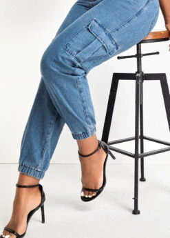 Zipper Fly Pocket Denim Blue Jogger Pants -Rosewe Promotion Store 329576 P 16807809928604