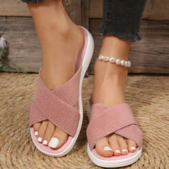 Open Toe Low Heel Dusty Pink Sliders