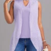 Stand Collar Cut Out Light Purple T Shirt -Rosewe Promotion Store 329652 P 16824236692750