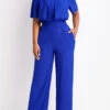 Smocked Royal Blue Long Off Shoulder Jumpsuit -Rosewe Promotion Store 329709 P 16806042159450