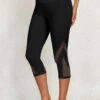 Mesh Black Elastic Waist Capri Leggings -Rosewe Promotion Store 329746 P 16795374919520
