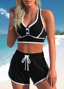 Plus Size High Waisted Black Criss Cross Bikini Set 7 Plus Size High Waisted Black Criss Cross Bikini Set -Rosewe Promotion Store 329792 P 1680764521402
