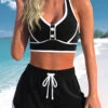 Plus Size High Waisted Black Criss Cross Bikini Set -Rosewe Promotion Store 329792 P 1680764521727