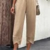 Pocket Elastic Waist High Waisted Light Camel Pants -Rosewe Promotion Store 329825 P 16824776758500