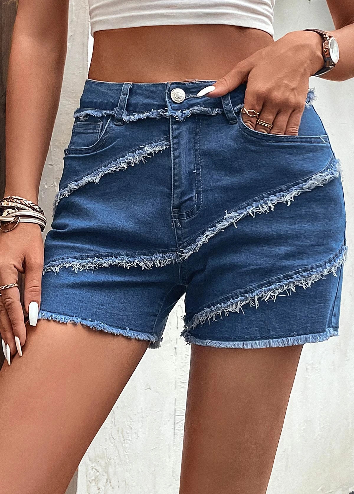 Pocket Zipper Button Fly Denim Shorts 6 Pocket Zipper Button Fly Denim Shorts - Image 4