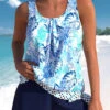 High Waisted Floral Print Bowknot Blue Tankini Set -Rosewe Promotion Store 330023 P 1679651012212 1