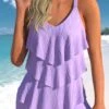 High Waisted Handkerchief Hem Light Purple Tankini Set -Rosewe Promotion Store 330027 P 1679548493504
