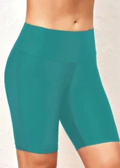 Wide Waistband Mid Waisted Turquoise Swimwear Shorts -Rosewe Promotion Store 330085 P 1681899390838