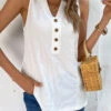 White V Neck Button Tank Top 2 White V Neck Button Tank Top -Rosewe Promotion Store 330092 P 1679638059014