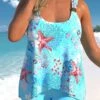 High Waisted Light Blue Plus Size Tankini Set -Rosewe Promotion Store 330094 P 1679557405042