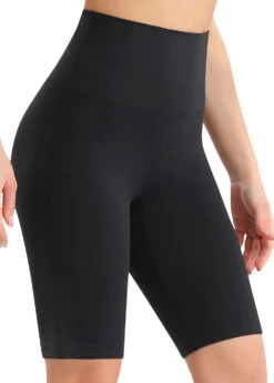 Black Elastic Waist High Waisted Short Leggings
