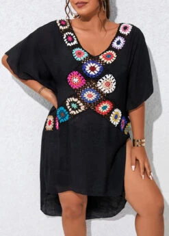 Black Plus Size Patchwork Cover Up -Rosewe Promotion Store 330144 P 16805051411043