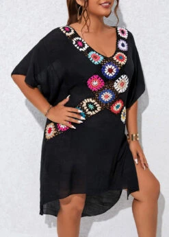 Black Plus Size Patchwork Cover Up -Rosewe Promotion Store 330144 P 16805051418245