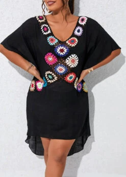 Black Plus Size Patchwork Cover Up -Rosewe Promotion Store 330144 P 16805051418424