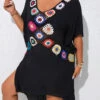 Black Plus Size Patchwork Cover Up 2 Black Plus Size Patchwork Cover Up -Rosewe Promotion Store 330144 P 16805051419660