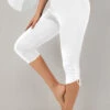 White Elastic Waist High Waisted Capri Leggings -Rosewe Promotion Store 330174 P 1679636774207