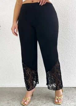 Black Plus Size Lace Elastic Waist Pants -Rosewe Promotion Store 330275 P 16860362446452