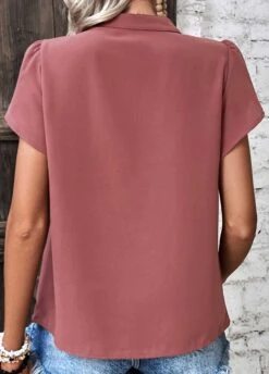 Dark Reddish Purple Split Neck Patchwork Blouse -Rosewe Promotion Store 330297 P 1679901398026