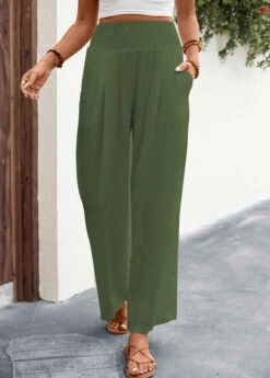 Breathable Green Smocked Pocket Cover Up -Rosewe Promotion Store 330301 P 16802625157123