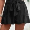 High Waisted Bowknot Black Elastic Waist Shorts -Rosewe Promotion Store 330313 P 16818066317510