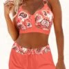 Mid Waisted Coral Plus Size Bikini Set -Rosewe Promotion Store 330380 P 1679967777672