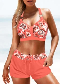 Mid Waisted Coral Plus Size Bikini Set -Rosewe Promotion Store 330380 P 1679967778286