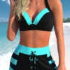 Plus Size High Waisted Black Striped Patchwork Bikini Set -Rosewe Promotion Store 330440 P 1682076680230