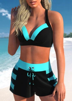 High Waisted Striped Patchwork Black Bikini Set -Rosewe Promotion Store 330440 P 1682076681327 1