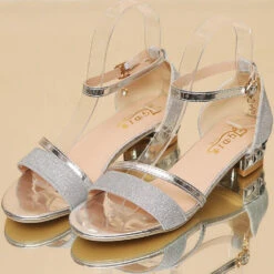 Open Toe Low Heel Silver Sliders -Rosewe Promotion Store 330530 P 1680071937676