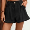 Button Fly Pocket Black High Waisted Shorts -Rosewe Promotion Store 330549 P 16809561807850