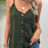 V Neck Button Green Strappy Camisole Top -Rosewe Promotion Store 330554 P 16831927229350