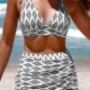 High Waisted Geometric Print Cross Hem Bikini Set -Rosewe Promotion Store 330758 P 16817324961550