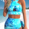 High Waisted Tie Dye Print Mesh Bikini Set -Rosewe Promotion Store 330768 P 1680253010886