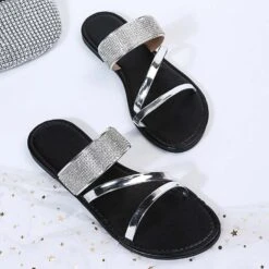 Silver Open Toe Falt Rubber Detail Slippers -Rosewe Promotion Store 330799 P 1680249629949