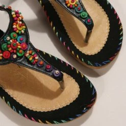 Ditsy Floral Black Toe Post Falt Sandals -Rosewe Promotion Store 330805 P 1680252780919