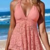 Mid Waisted Lace Pink Swimdress And Panty -Rosewe Promotion Store 330970 P 16850064881112 1