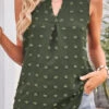 Split Green Polka Dot Detail Tank Top 2 Split Green Polka Dot Detail Tank Top -Rosewe Promotion Store 331022 P 1680583696536