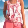Mid Waisted Coral Plus Size Tankini Set -Rosewe Promotion Store 331041 P 1681349082892