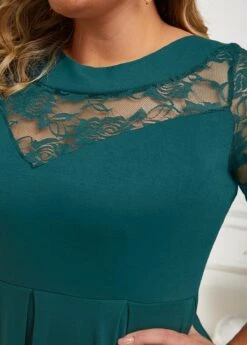 Green Plus Size Lace Short Sleeve Dress 13 Green Plus Size Lace Short Sleeve Dress -Rosewe Promotion Store 331048 P 16849803034065