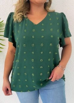 Green Plus Size Lightweight Short Sleeve Blouse -Rosewe Promotion Store 331049 P 16848397916642