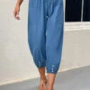 Pocket Blue Elastic Waist High Waisted Jogger Pants -Rosewe Promotion Store 331063 P 16831819838603