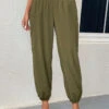 Regular Smocked Blackish Green Elastic Waist Pants -Rosewe Promotion Store 331093 P 16831820556470