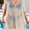 Beige Plus Size Tassel Cover Up